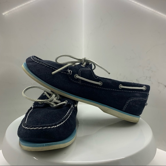 Timberland Earthkeepers Classic 2 Eye Womens Boat Shoes Deck Blue size 10 - Picture 1 of 9